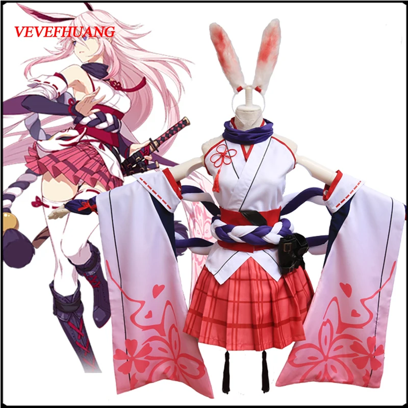 

VEVEFHUANG K Anime Honkai Impact 3 Yae Sakura Uniform Cosplay Costume Coat Rabbit For Women Halloween Christmas Party